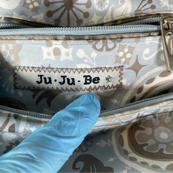 Ju Ju Be Diaper Bag Backpack Maternity Baby Blue Floral - Picture 2 of 14